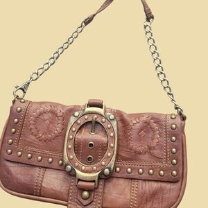 Betsey Johnson Brown Studded Shoulder Bag